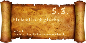 Sinkovits Boglárka névjegykártya